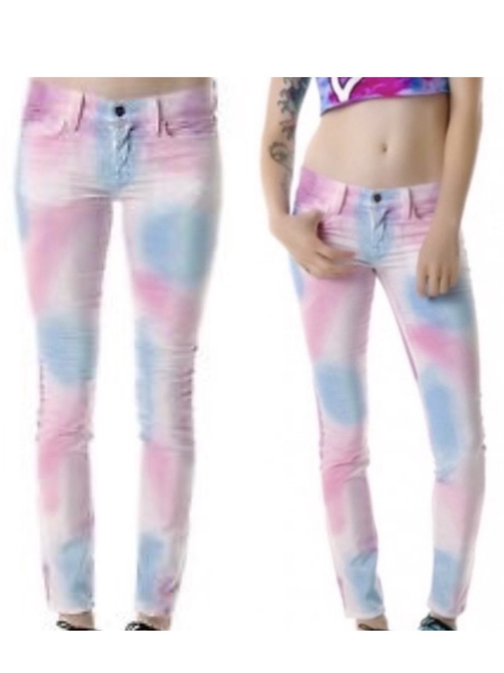 NWT Wildfox Marianne Pant in Skinny Magic “In My Mind “ Pastel Multicolor Velvet